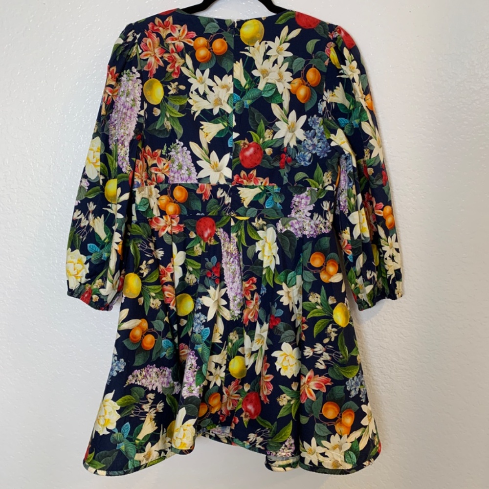 Sachin & Babi Fruit Floral Print Mini Dress Size 10 Blue Brunch Garden Party - Picture 10 of 16